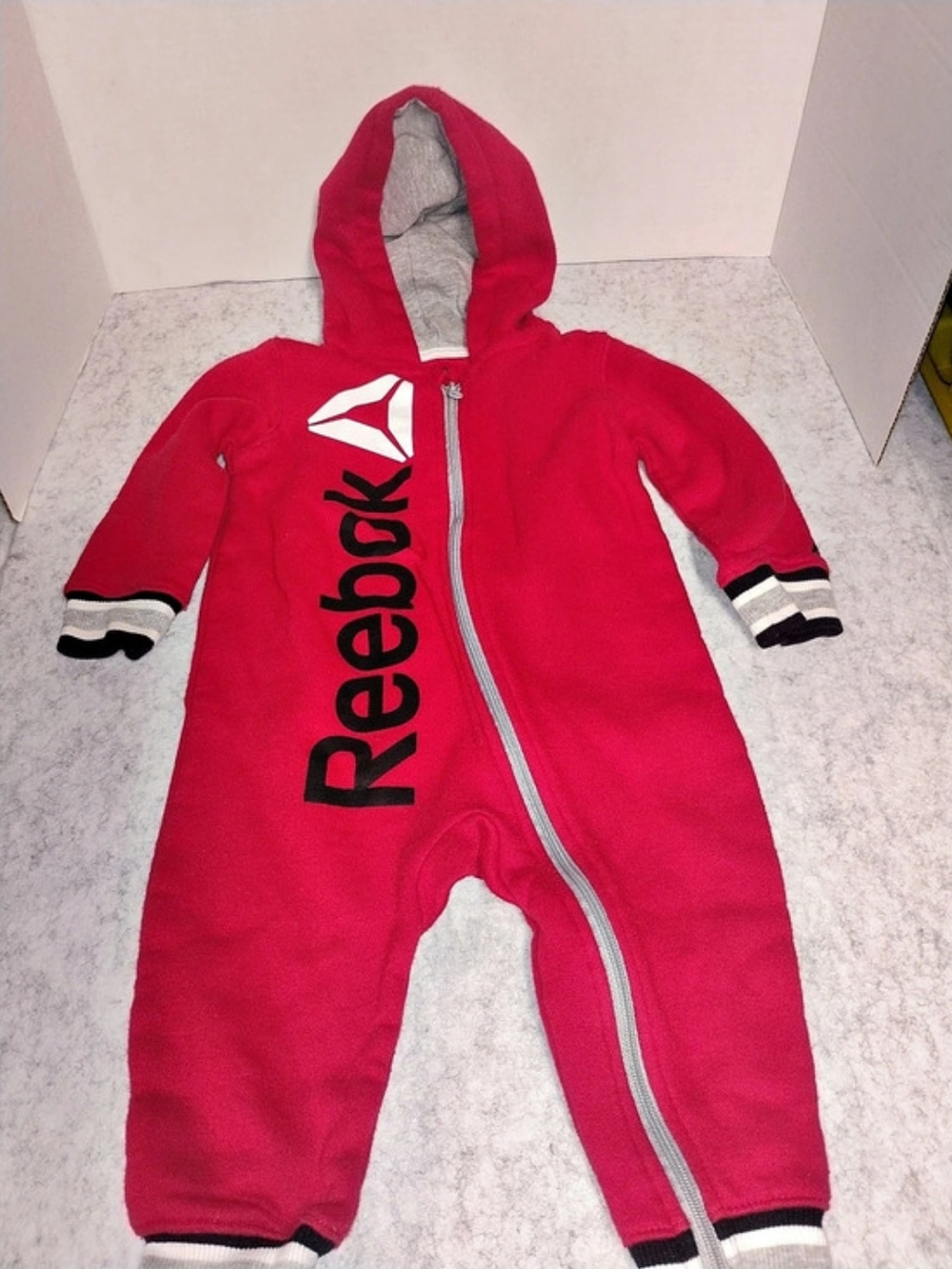 Reebok Baby 12M Red Hooded One-Piece